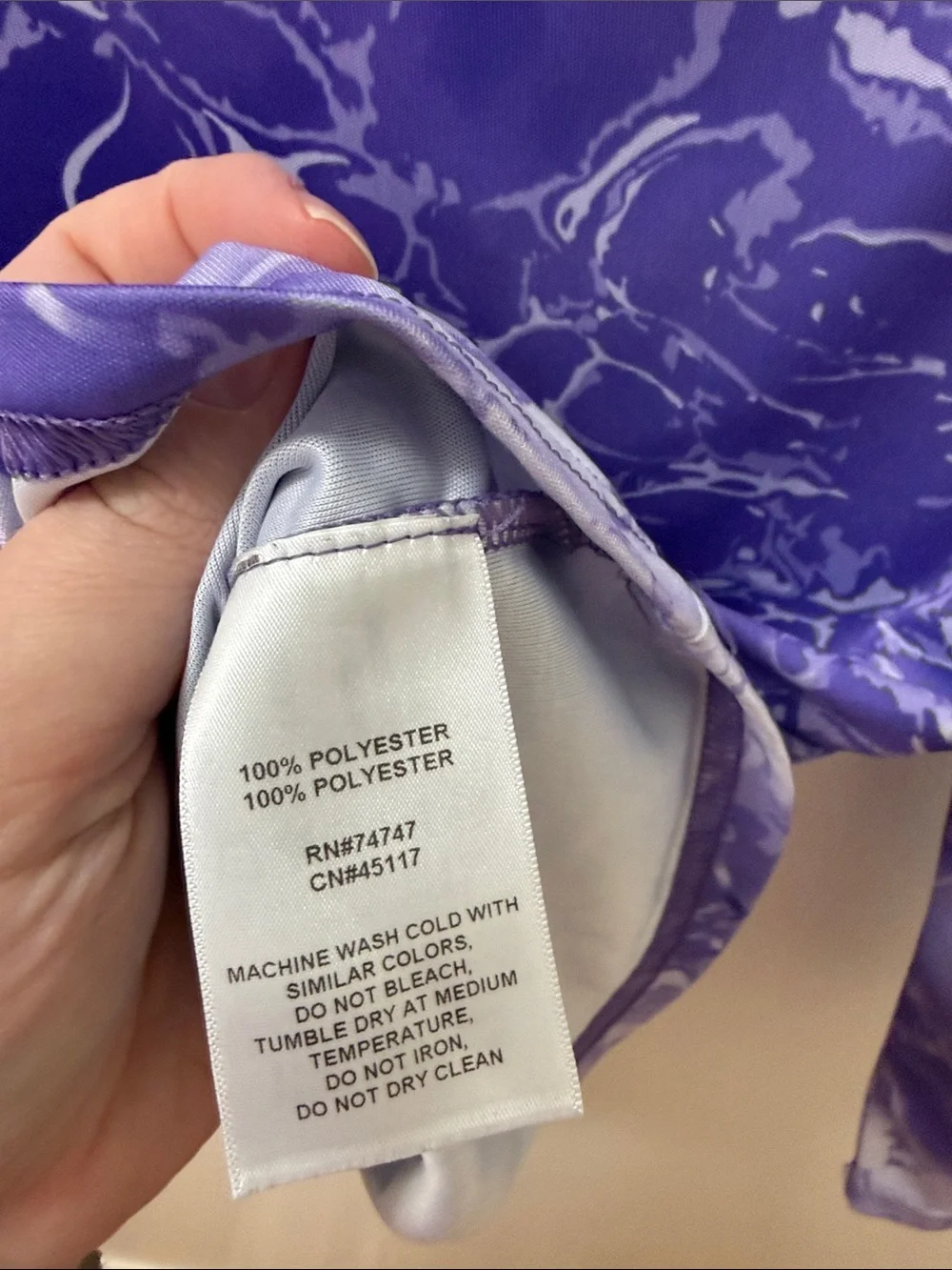 Purple Marble-Print Hooded Performance Top